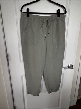 J. Crew Olive Green Cropped Drawstring linen Pants